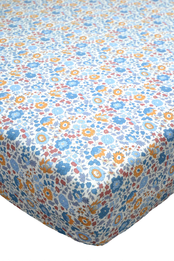 Fitted Sheet made with Liberty Fabric D'ANJO MUSTARD