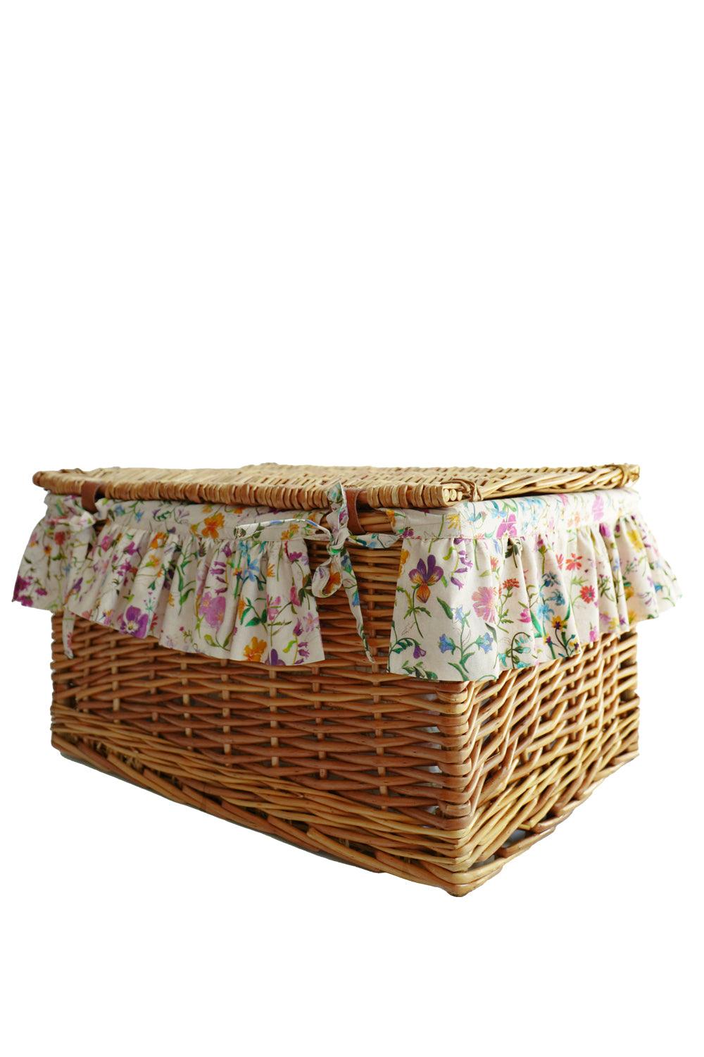 Wicker Lidded Storage Hamper LINEN GARDEN - Coco & Wolf