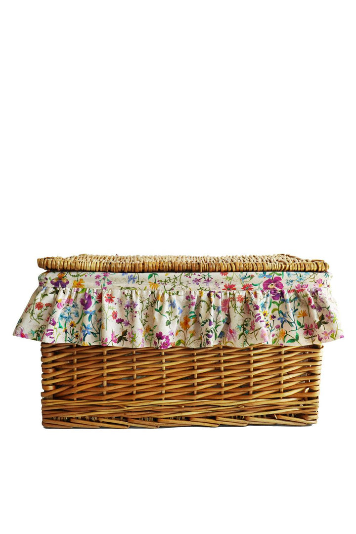 Wicker Lidded Storage Hamper LINEN GARDEN - Coco & Wolf