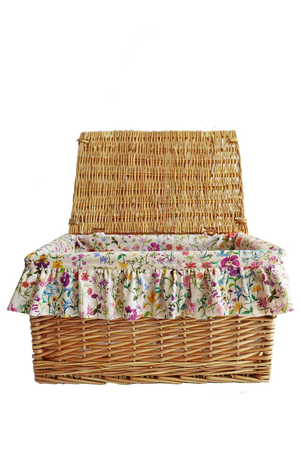 Wicker Lidded Storage Hamper LINEN GARDEN - Coco & Wolf