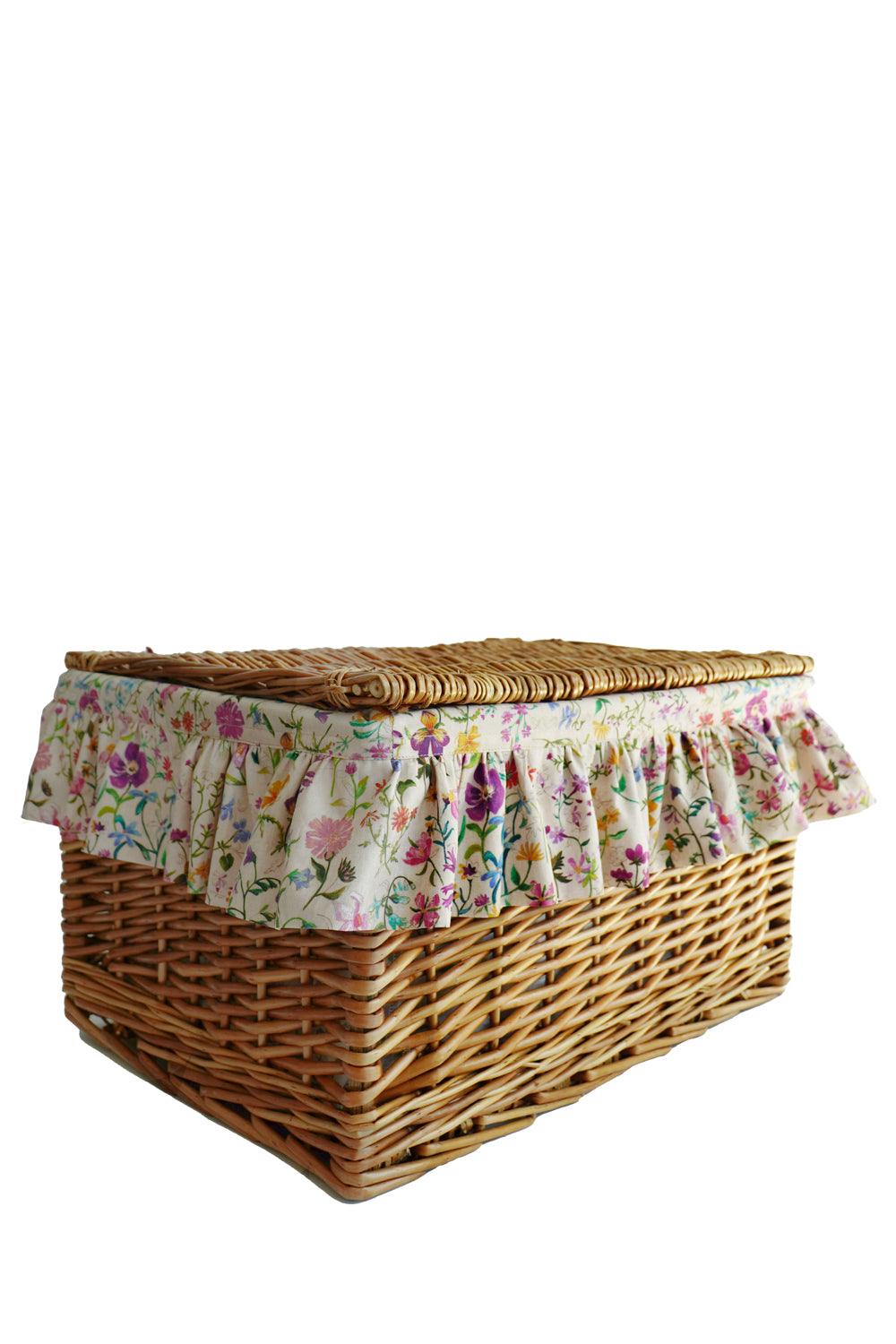 Wicker Lidded Storage Hamper LINEN GARDEN - Coco & Wolf