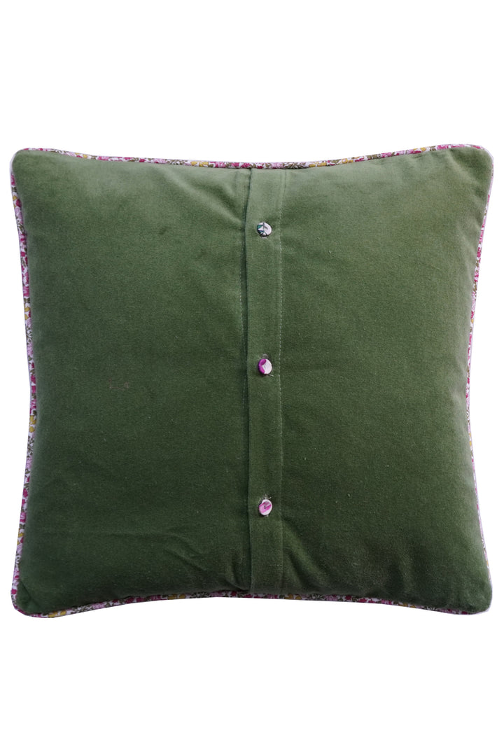 Piped Velvet Cushion made with Liberty Fabric PENSTEMON