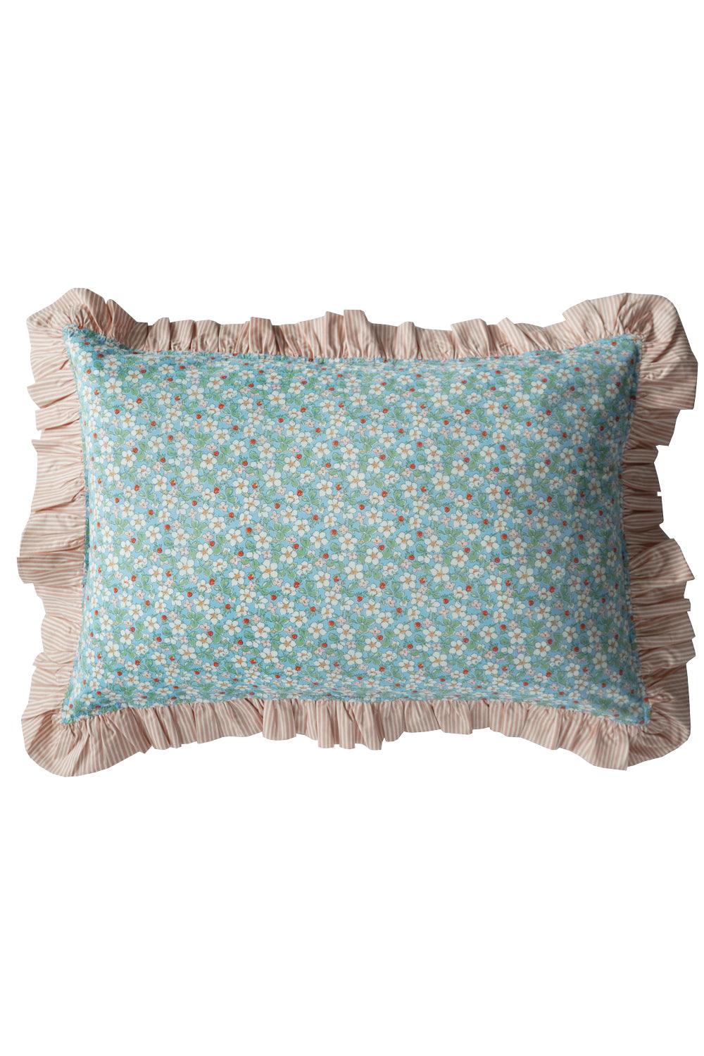 Oblong Ruffle Cushion made with Liberty Fabric PAYSANNE BLOSSOM & ELEMENTS - Coco & Wolf