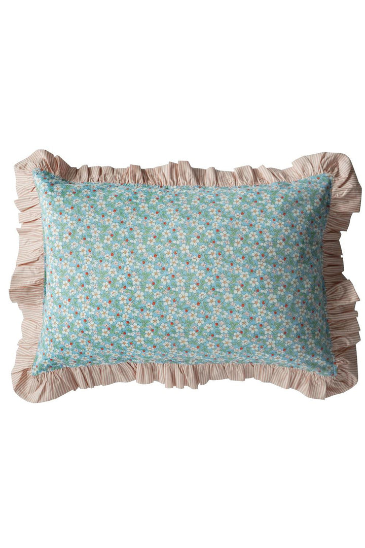 Oblong Ruffle Cushion made with Liberty Fabric PAYSANNE BLOSSOM & ELEMENTS - Coco & Wolf