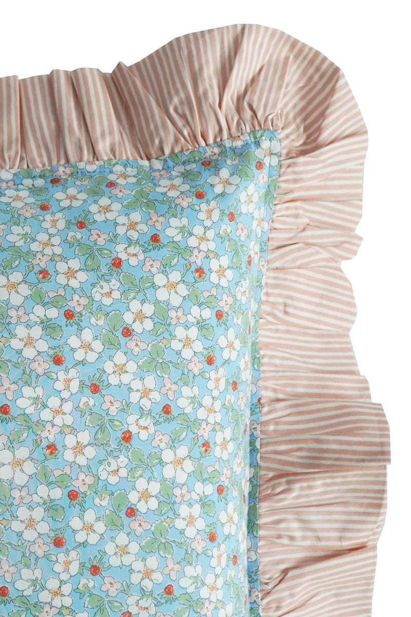 Oblong Ruffle Cushion made with Liberty Fabric PAYSANNE BLOSSOM & ELEMENTS - Coco & Wolf