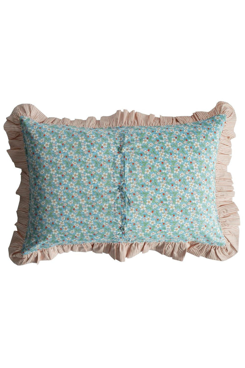 Oblong Ruffle Cushion made with Liberty Fabric PAYSANNE BLOSSOM & ELEMENTS - Coco & Wolf