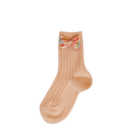 Orange Bow Ankle Socks Liberty Fabric BETSY CORAL - Coco & Wolf