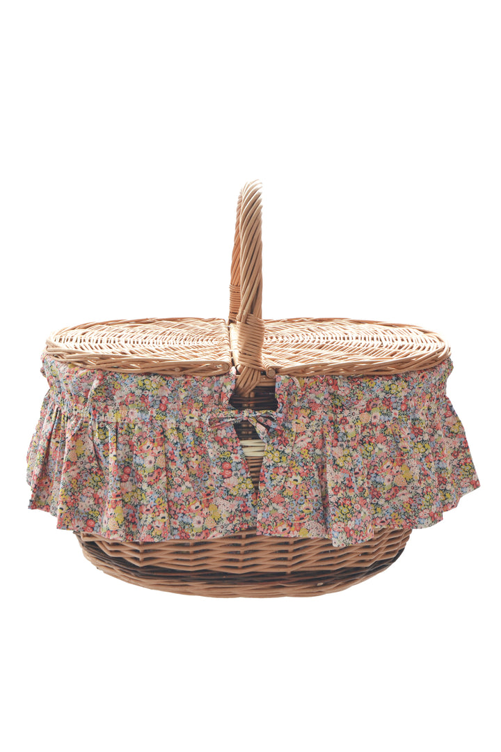 Oval Picnic Basket Hamper made with Liberty Fabric THORPENESS