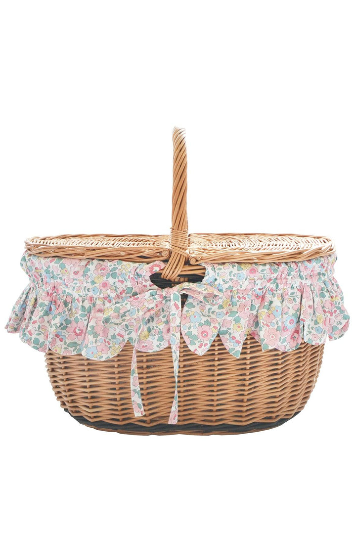 Oval Picnic Basket made with Liberty Fabric BETSY CANDY FLOSS - Coco & Wolf