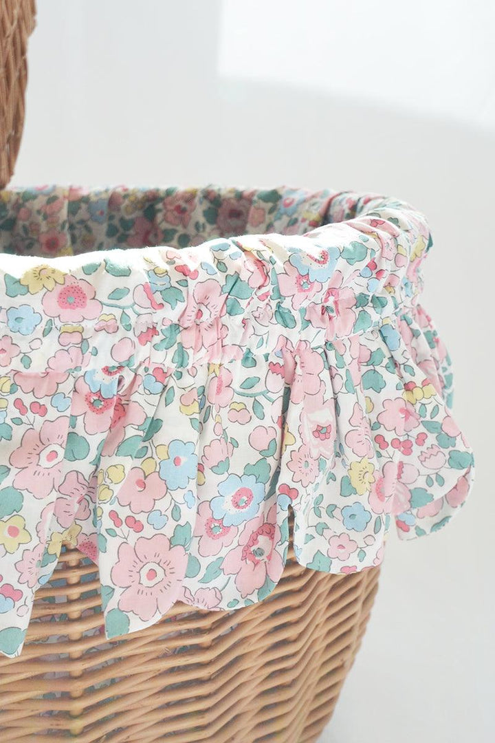 Oval Picnic Basket made with Liberty Fabric BETSY CANDY FLOSS - Coco & Wolf