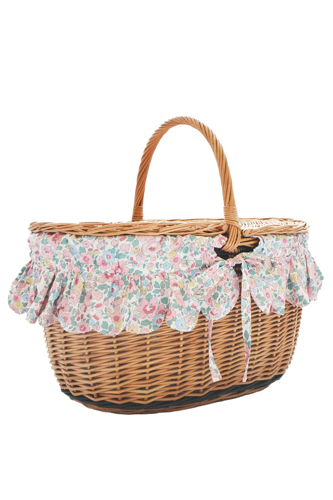 Oval Picnic Basket made with Liberty Fabric BETSY CANDY FLOSS - Coco & Wolf