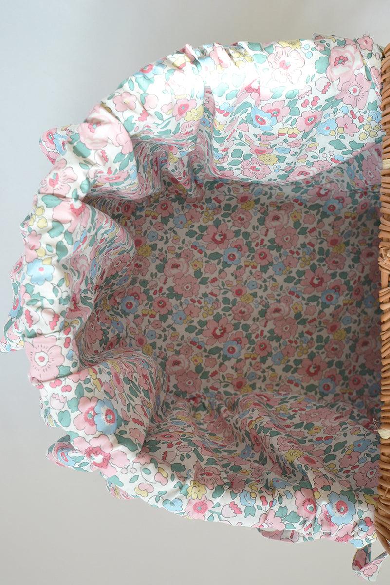 Oval Picnic Basket made with Liberty Fabric BETSY CANDY FLOSS - Coco & Wolf