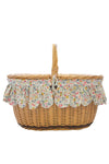 Oval Picnic Basket made with Liberty Fabric BETSY GREY - Coco & Wolf