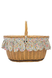 Oval Picnic Basket made with Liberty Fabric BETSY GREY - Coco & Wolf