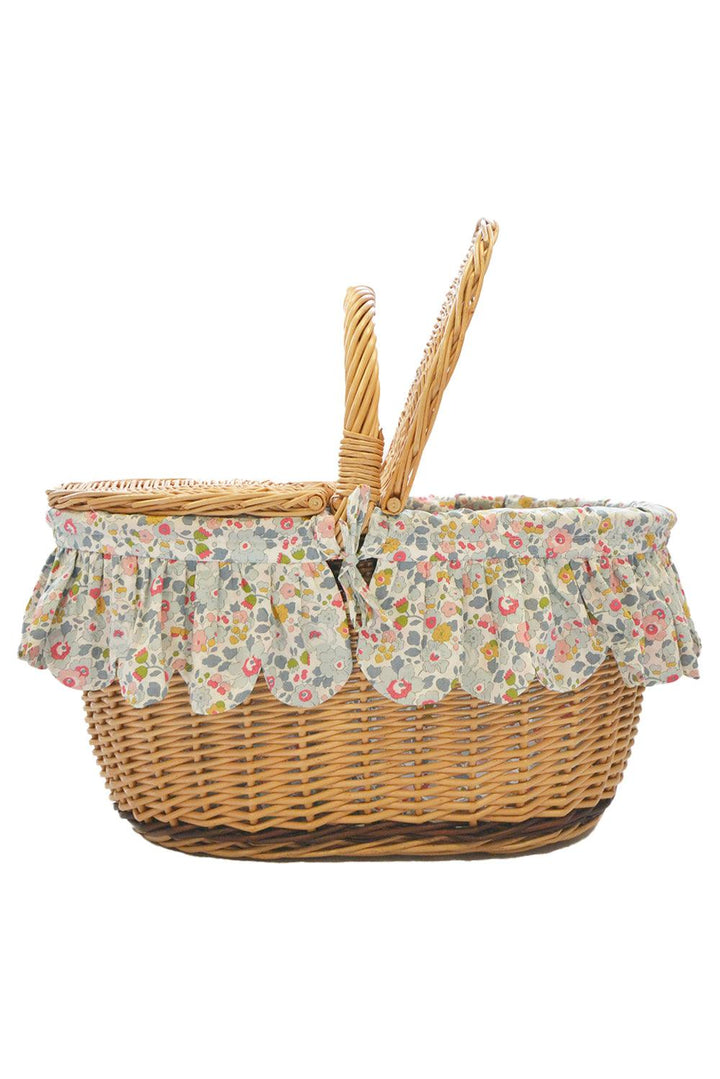 Oval Picnic Basket made with Liberty Fabric BETSY GREY - Coco & Wolf