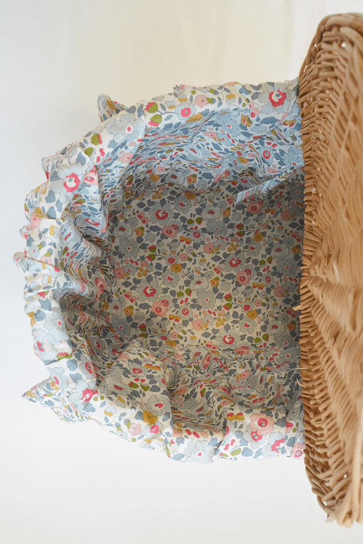 Oval Picnic Basket made with Liberty Fabric BETSY GREY - Coco & Wolf