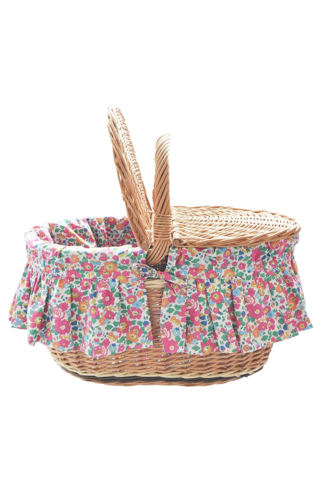 Oval Picnic Basket made with Liberty Fabric BETSY PINK - Coco & Wolf