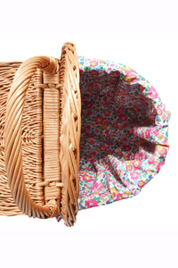 Oval Picnic Basket made with Liberty Fabric BETSY PINK - Coco & Wolf