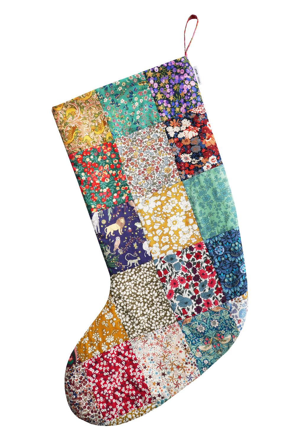 Patchwork Christmas Stocking made with Liberty Fabric - Coco & Wolf