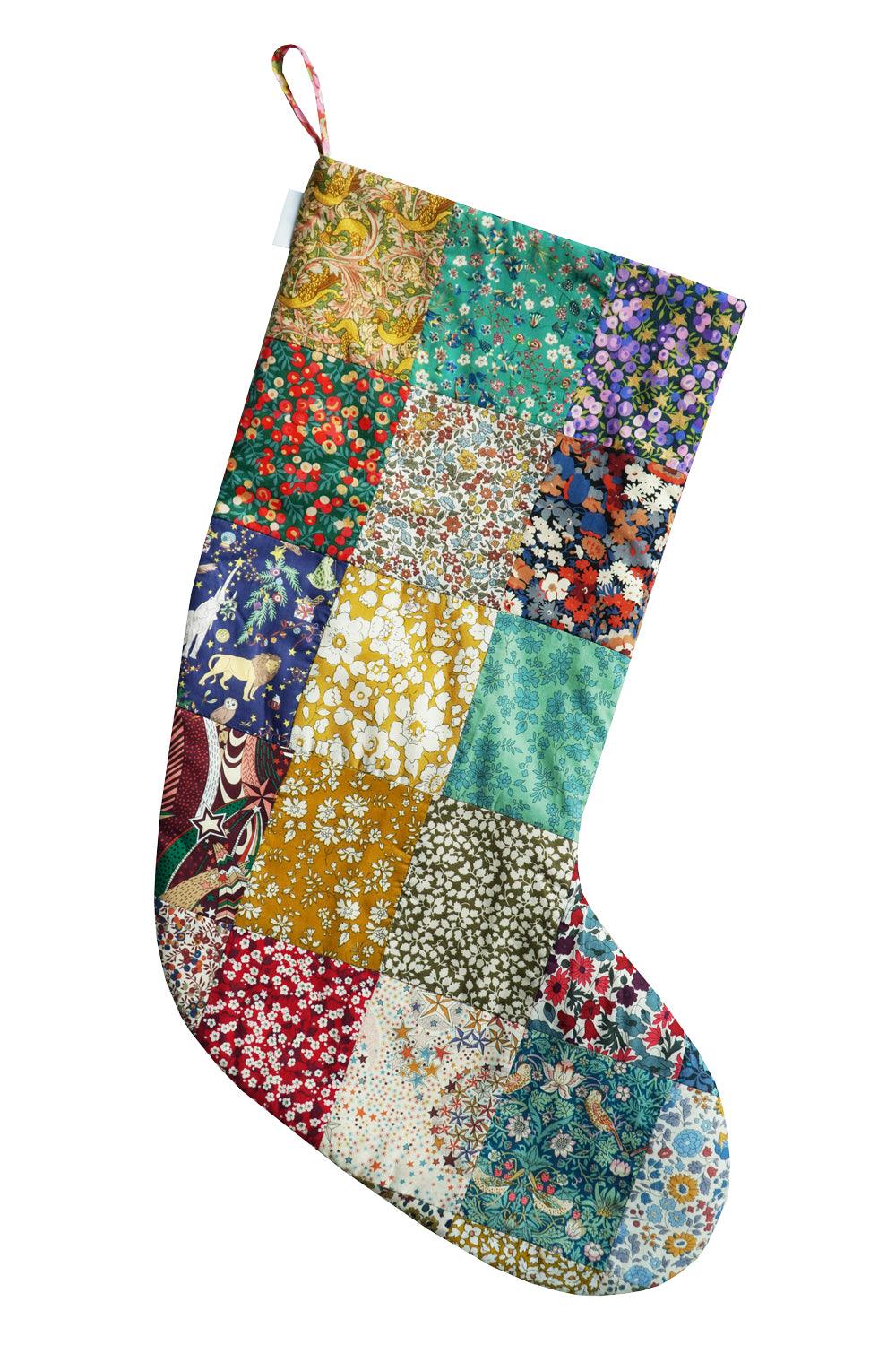 Patchwork Christmas Stocking made with Liberty Fabric - Coco & Wolf
