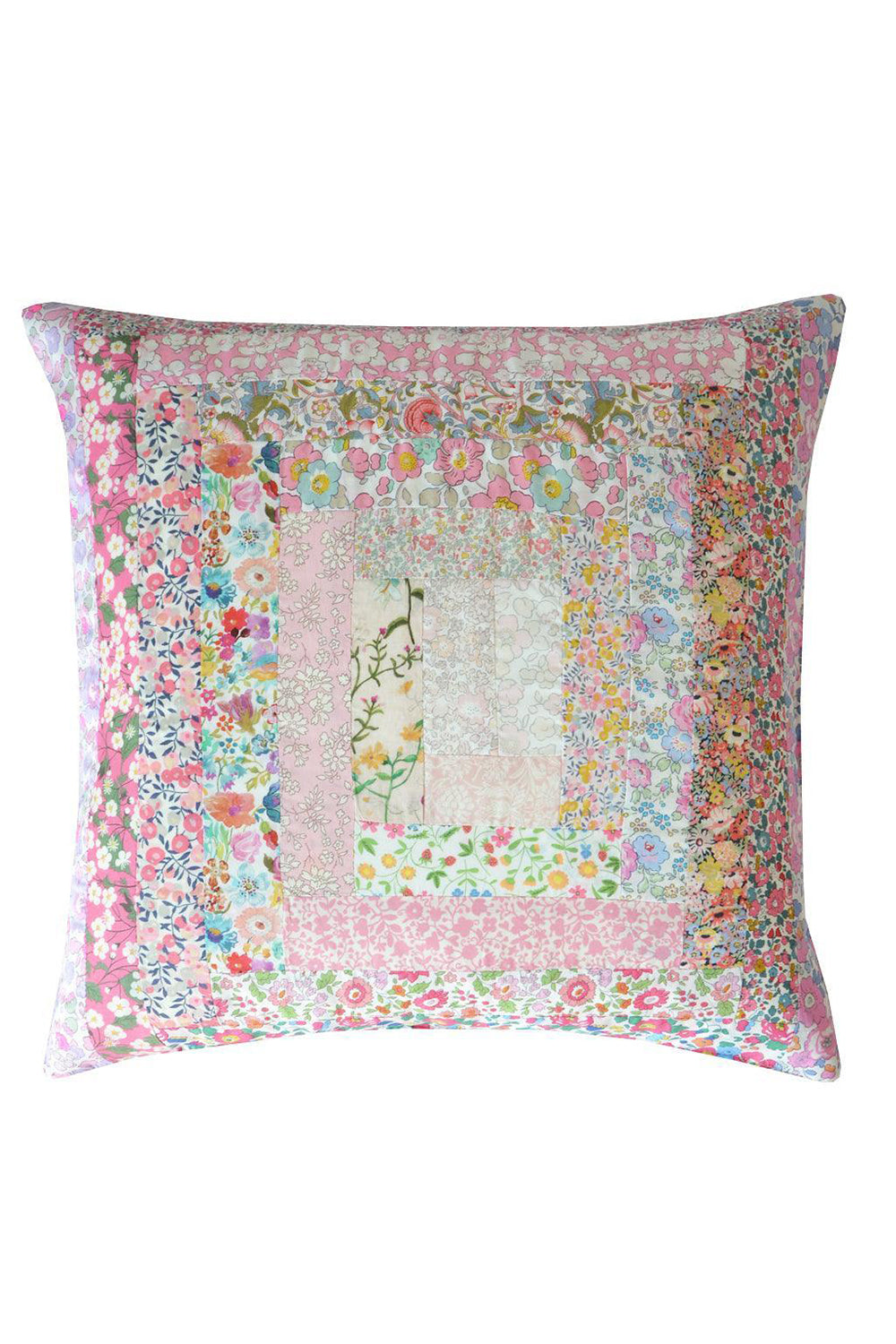 Patchwork Cushion made with Pink Liberty Fabric