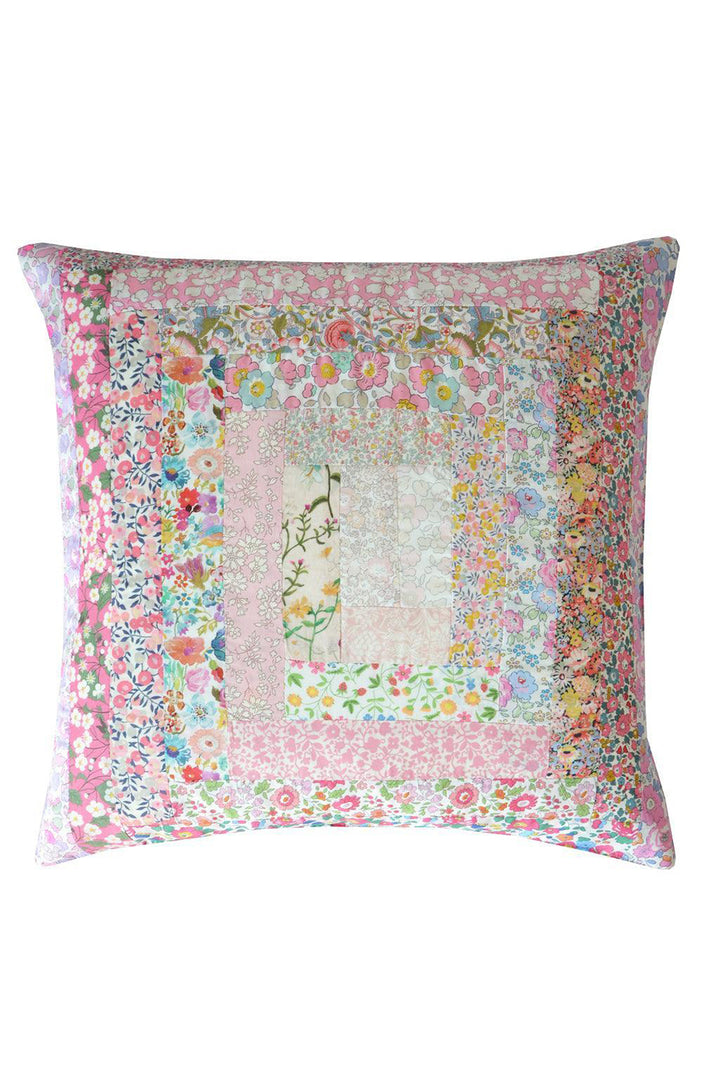 Patchwork Cushion made with Pink Liberty Fabric