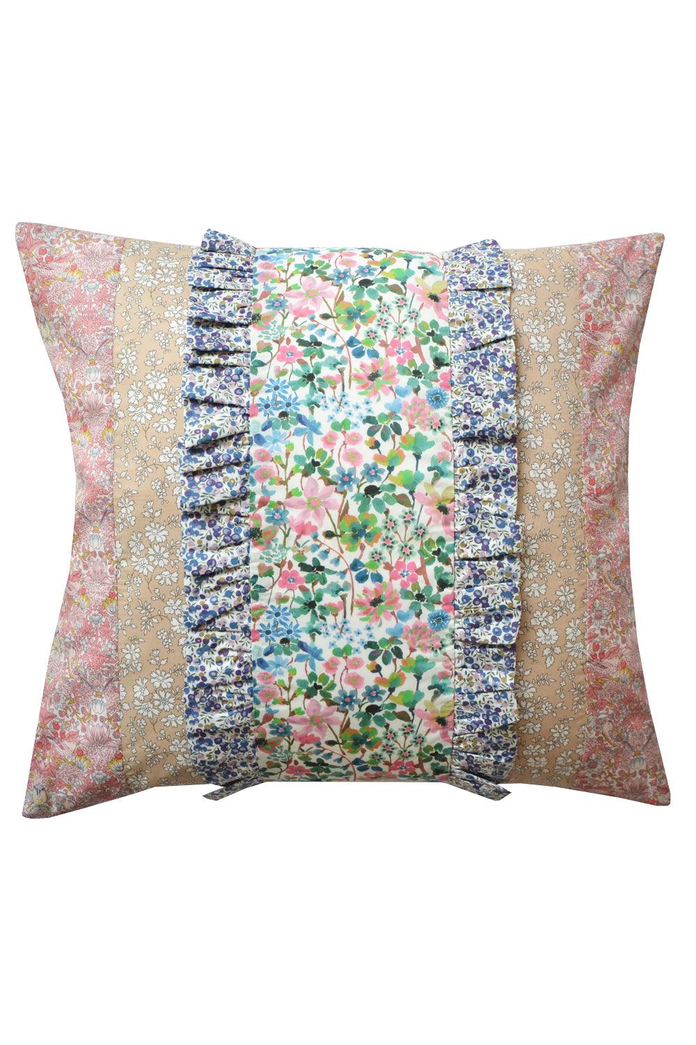 Patchwork Cushion made with Liberty Fabric DREAMS OF SUMMER - Coco & Wolf