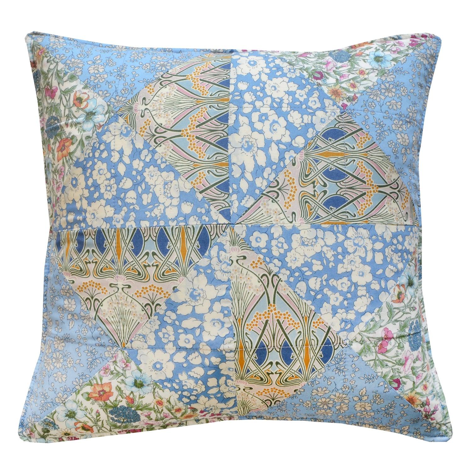 Patchwork Cushion made with Liberty Fabric IANTHE - Coco & Wolf
