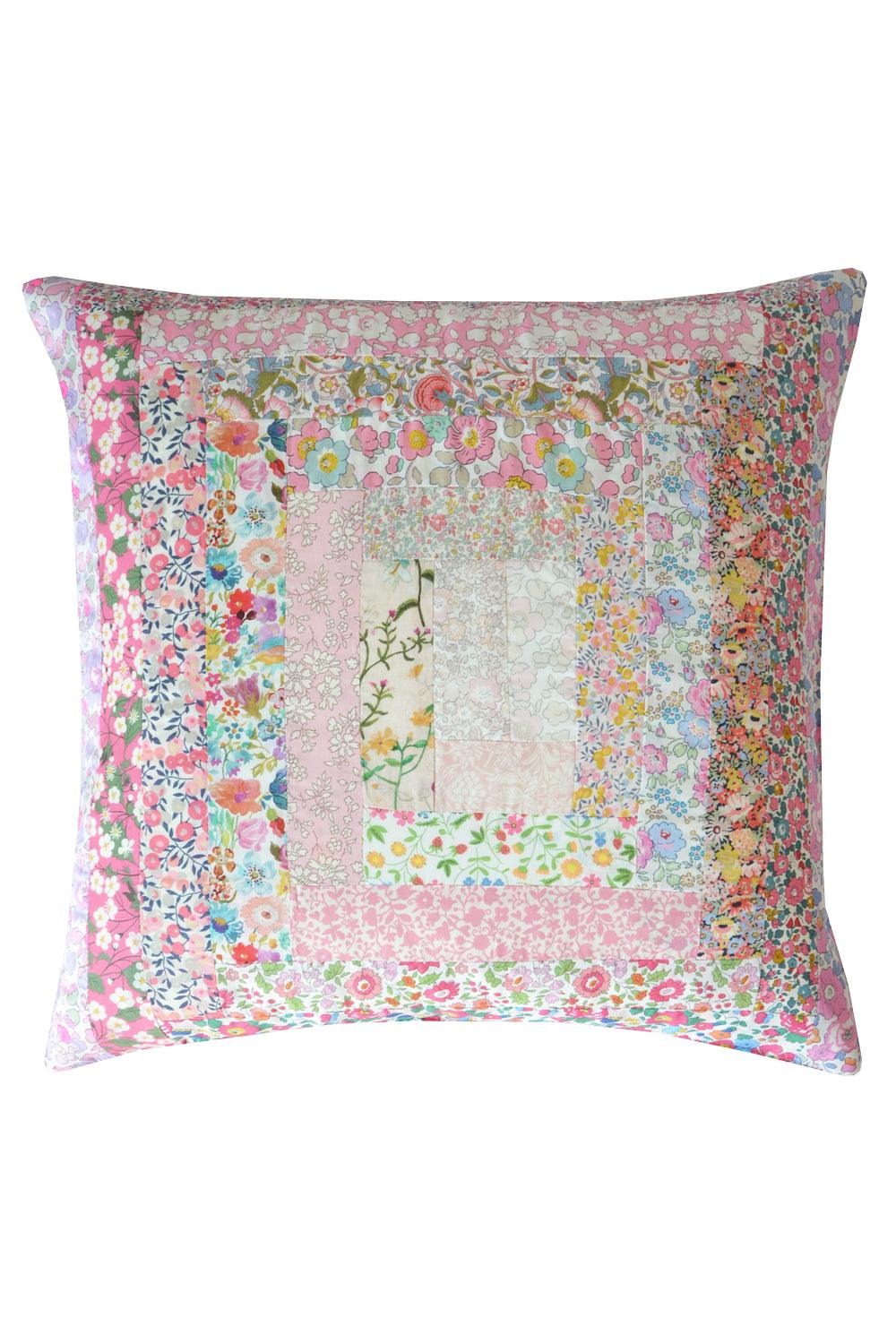 Patchwork Cushion made with Pink Liberty Fabric - Coco & Wolf