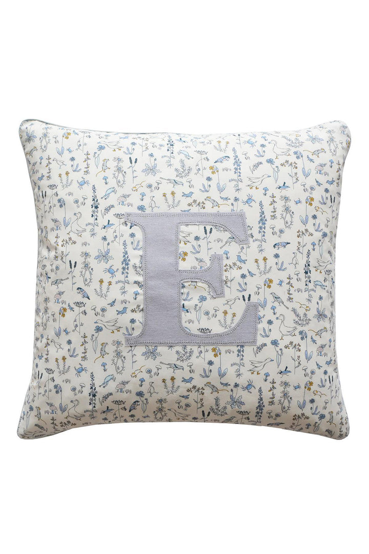 Piped Edge Personalised Cushion made with Liberty Fabric THEO BLUE