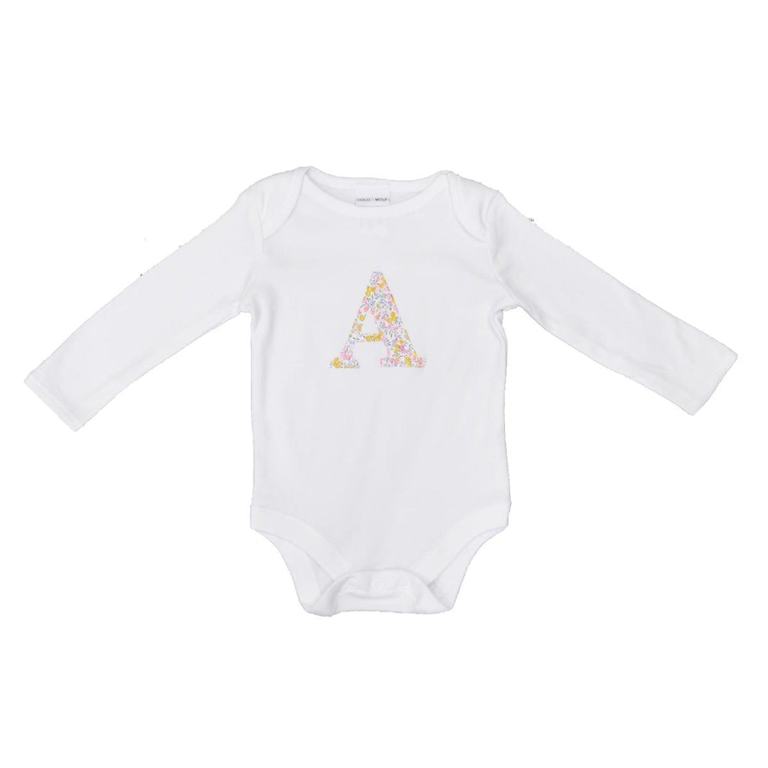 Personalised Letter Bodysuit made with Liberty Fabric WILTSHIRE BUD - Coco & Wolf