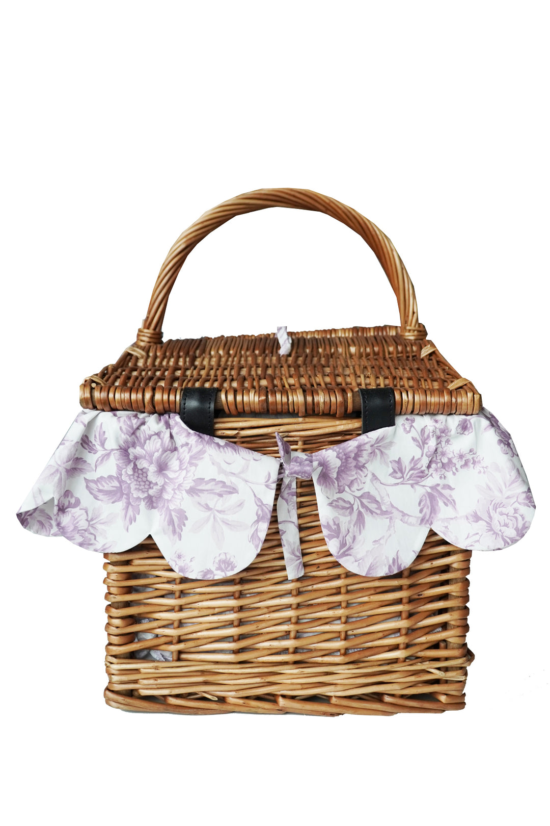 Bridgerton Rectangular Picnic Basket Hamper made with Liberty Fabric REGENCY TRAIL PURPLE