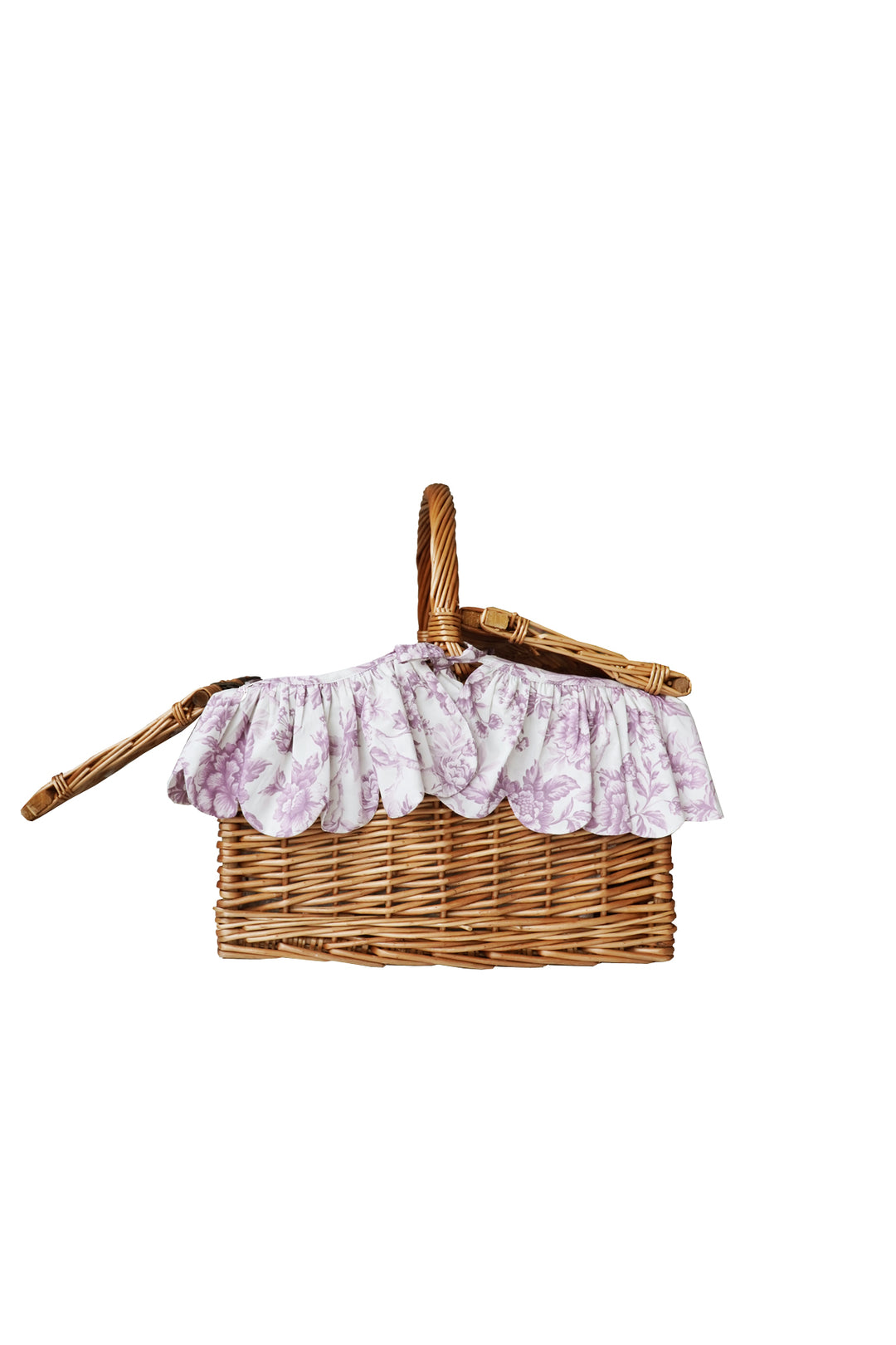 Bridgerton Rectangular Picnic Basket Hamper made with Liberty Fabric REGENCY TRAIL PURPLE