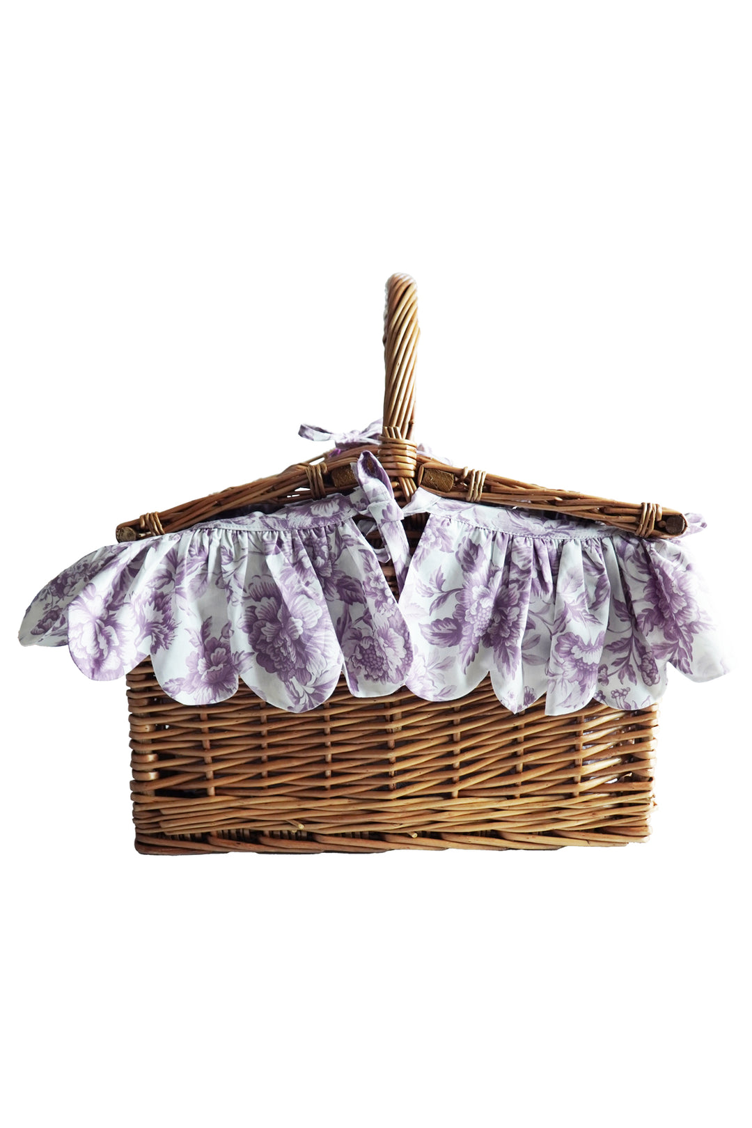 Bridgerton Rectangular Picnic Basket Hamper made with Liberty Fabric REGENCY TRAIL PURPLE
