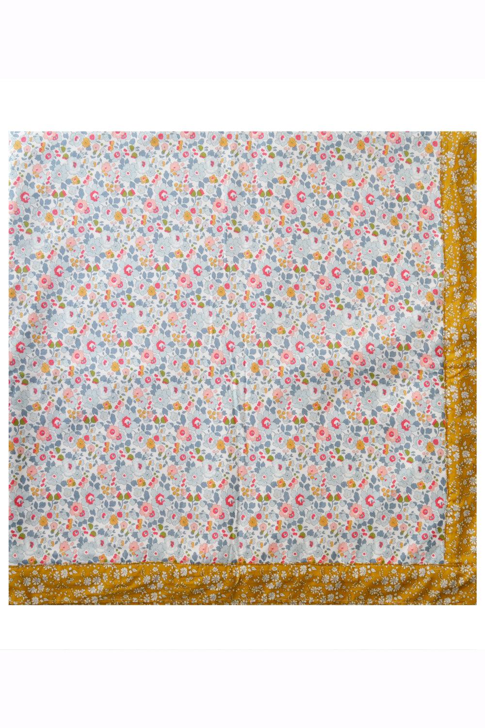 Picnic Blanket made with Liberty Fabric BETSY GREY & CAPEL MUSTARD - Coco & Wolf