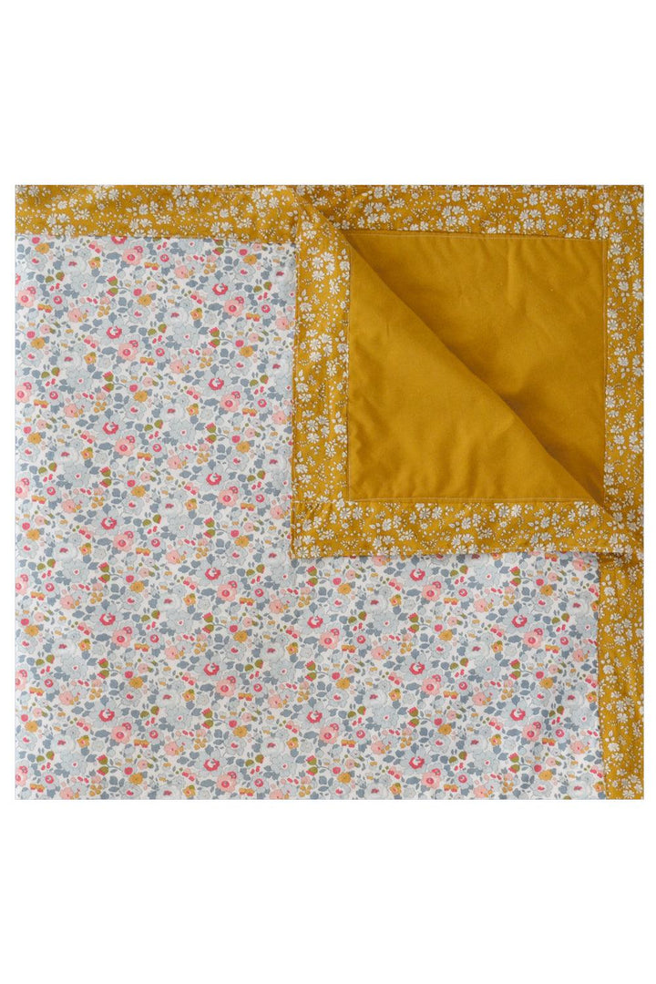 Picnic Blanket made with Liberty Fabric BETSY GREY & CAPEL MUSTARD - Coco & Wolf