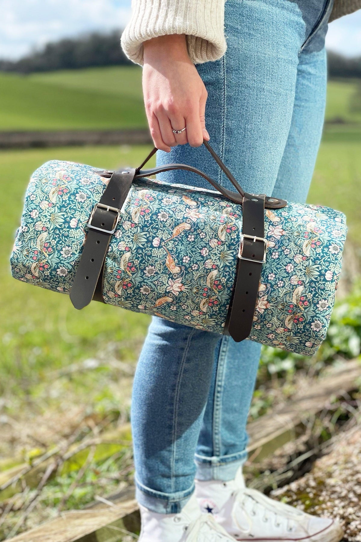 Coco and Wolf Picnic Blanket Liberty Fabric STRAWBERRY THIEF & CAPEL ...