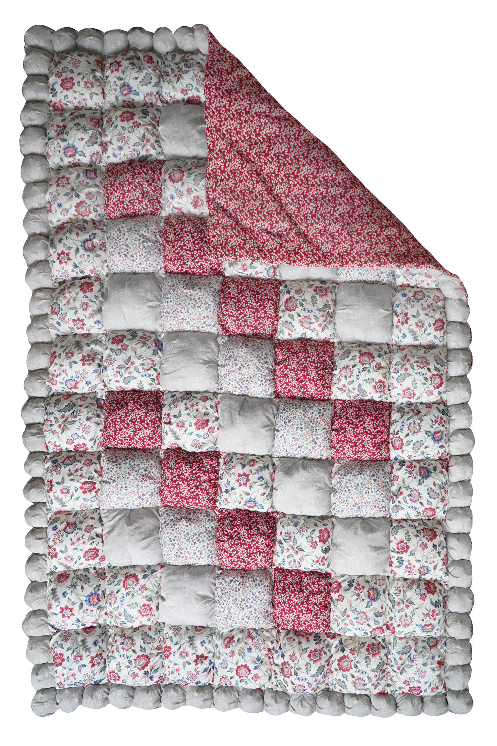 Handmade Liberty Fabric Puff Patchwork Bedspread EVA BELLE