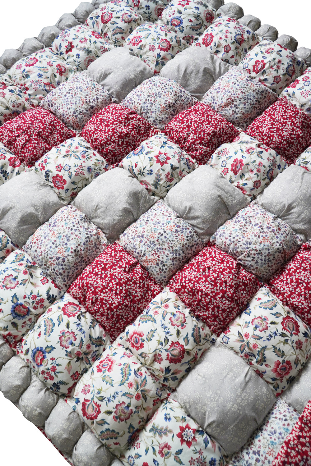 Handmade Liberty Fabric Puff Patchwork Bedspread EVA BELLE