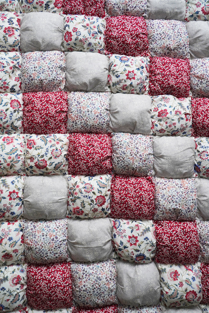 Handmade Liberty Fabric Puff Patchwork Bedspread EVA BELLE