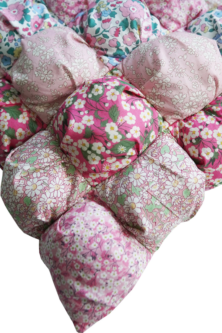 Puff Patchwork Cushion made with Pink Liberty Fabric