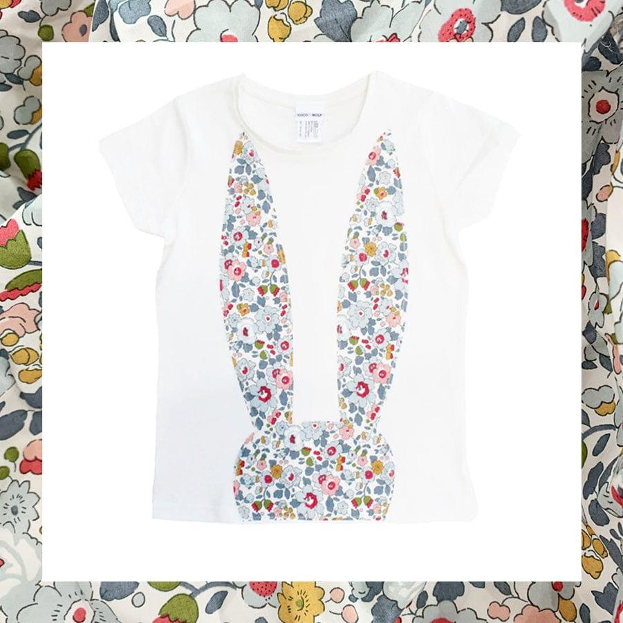 Rabbit Motif T-shirt made with Liberty Fabric BETSY GREY - Coco & Wolf