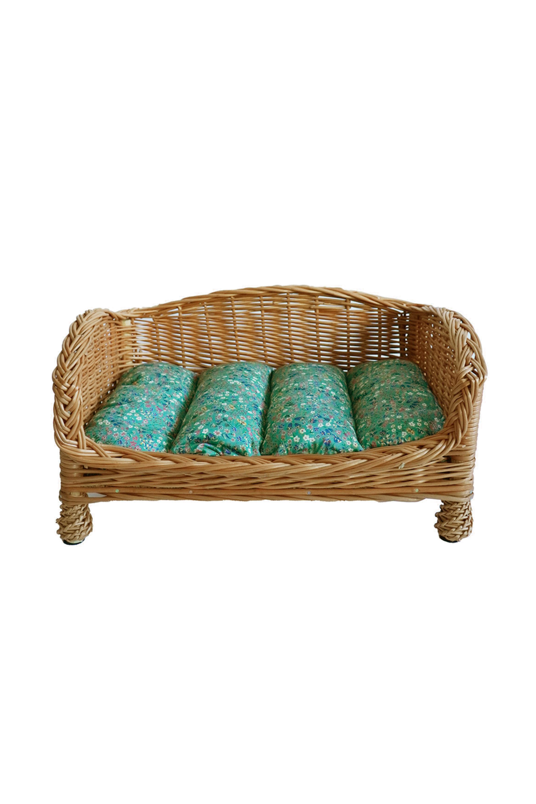 Rectangle Pet Bed Cushion made with Liberty Fabric DONNA LEIGH GREEN