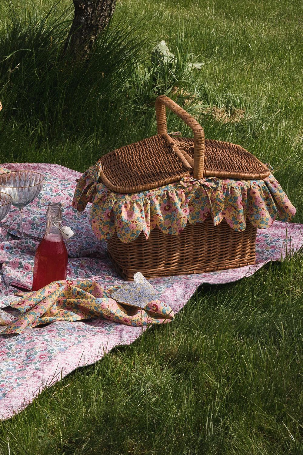 Rectangular Picnic Basket made with Liberty Fabric BETSY SUNFLOWER - Coco & Wolf