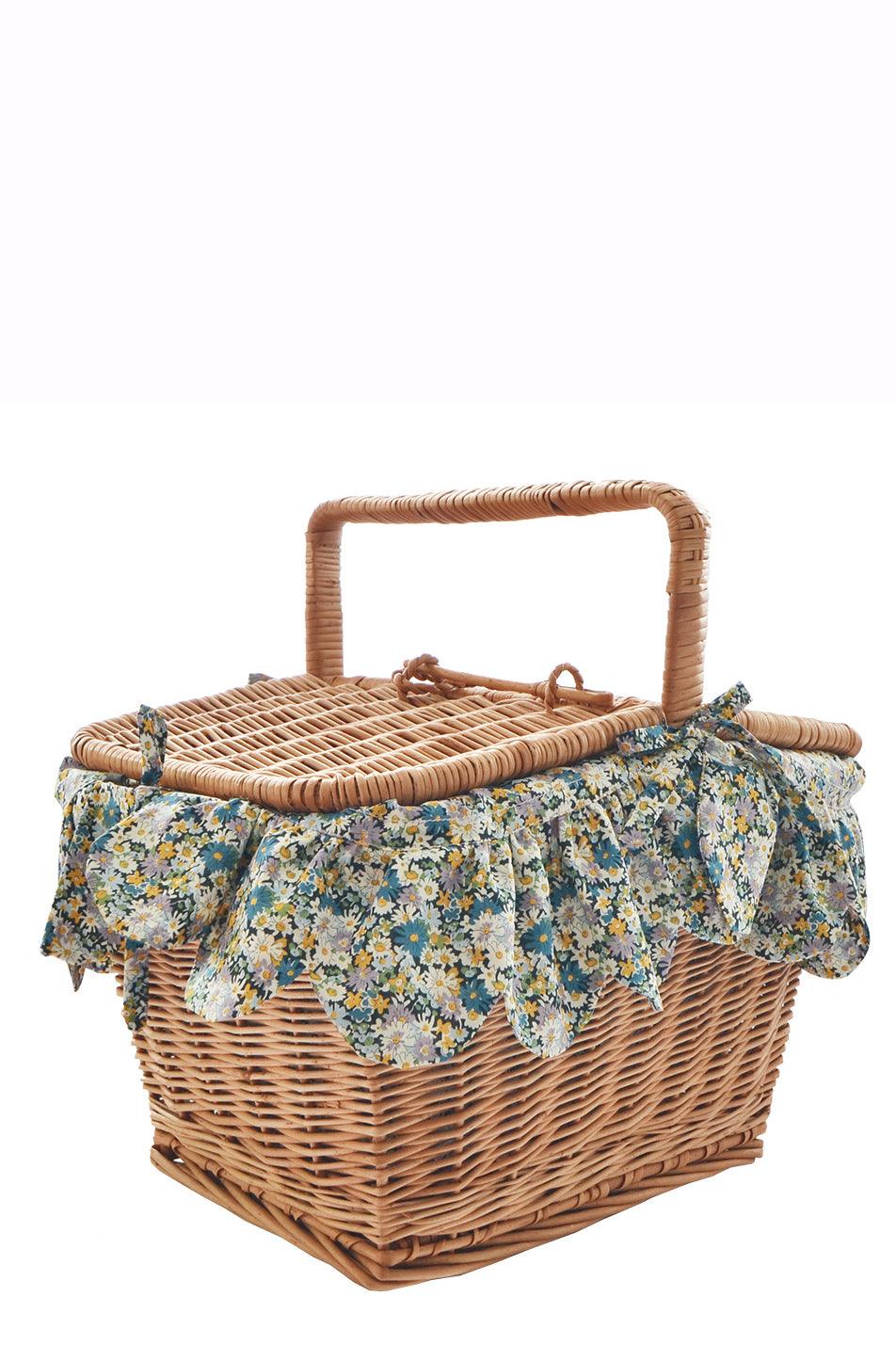 Rectangular Picnic Basket made with Liberty Fabric LIBBY - Coco & Wolf