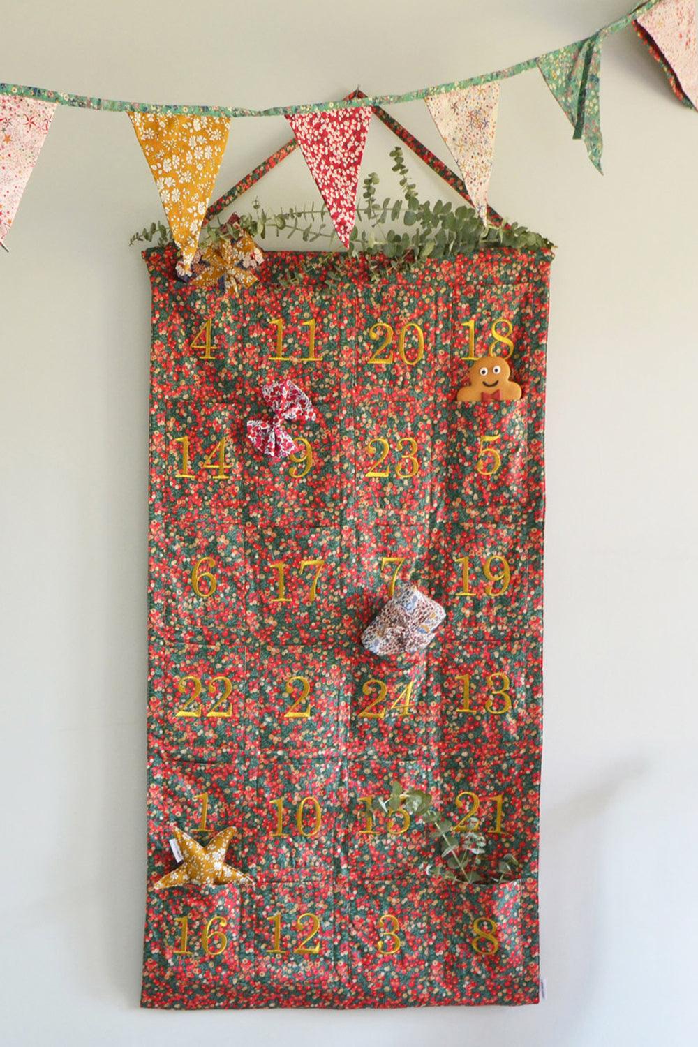 Reusable Advent Calendar made with Liberty Fabric WILTSHIRE GOLD - Coco & Wolf