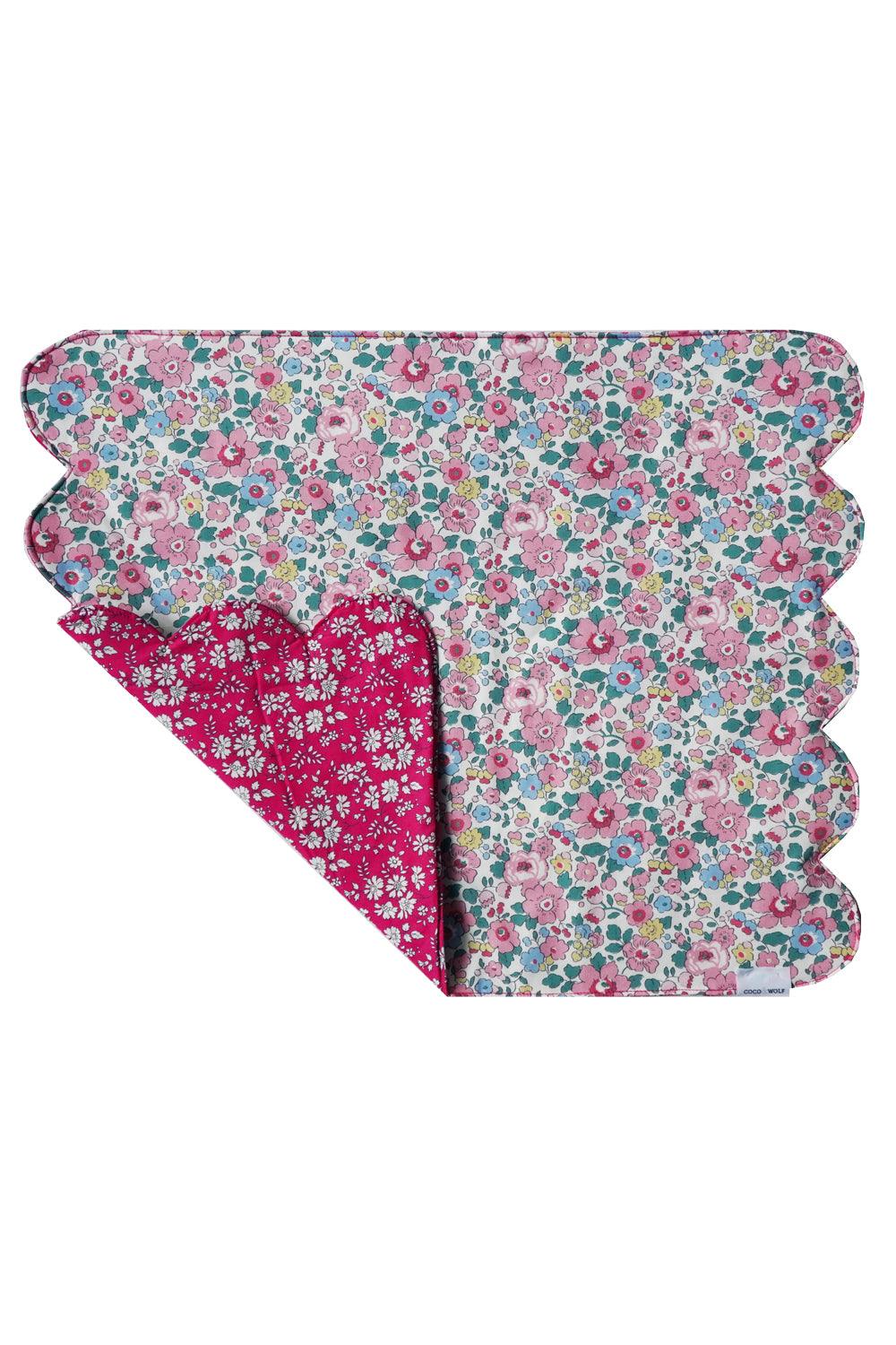 Reversible Cloud Placemat made with Liberty Fabric BETSY CANDY FLOSS & CAPEL FUCHSIA PINK - Coco & Wolf