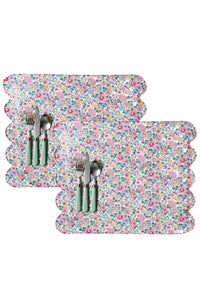Reversible Cloud Placemat made with Liberty Fabric BETSY CANDY FLOSS & CAPEL FUCHSIA PINK - Coco & Wolf