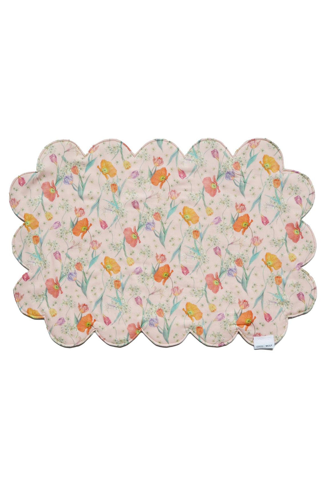 Reversible Cloud Scallop Placemat made with Liberty Fabric SPRING BLOOMS & BETSY BOO - Coco & Wolf