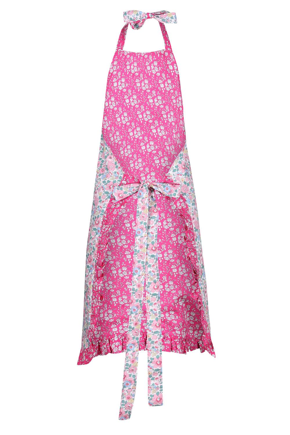 Reversible Ruffle Apron BETSY CANDY FLOSS & CAPEL FUCHSIA - Coco & Wolf